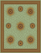 Golden Sunburst Mint Green Mandala Rug