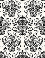Black White Traditional Flourish Scroll Rug