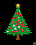 Festive Green Fir Tree Red Ornaments Rug