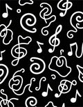 Black White Musical Notes Swirl Rug