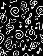 Black White Musical Notes Swirl Rug