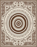Brown Radial Abstract Geometric Medallion Rug