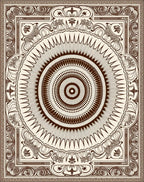 Brown Radial Abstract Geometric Medallion Rug