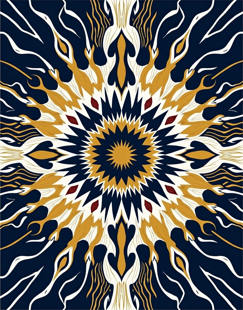 Midnight Gold Radiating Bloom Rug