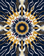 Midnight Gold Radiating Bloom Rug