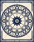Deep Blue Floral Medallion Tiled Rug