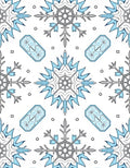 Cool Blue Snowflake Geometric Tile Rug