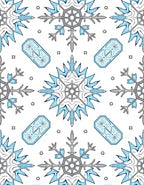 Cool Blue Snowflake Geometric Tile Rug