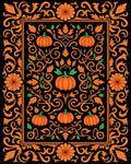 Orange Pumpkin Floral Scrollwork Rectangle Rug