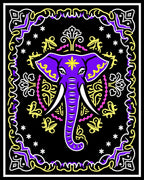 Vibrant Purple Elephant Tribal Ornament Rug