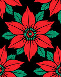 Crimson Flower Bloom Green Leaves Rug