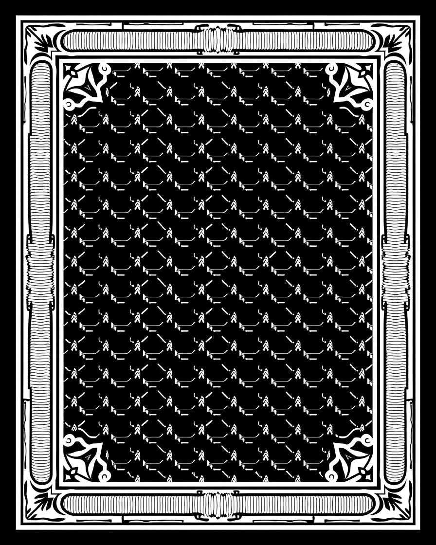 Black White Octagon Geometric Border Rug