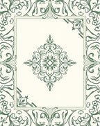 Elegant Green Vine Medallion Square Rug