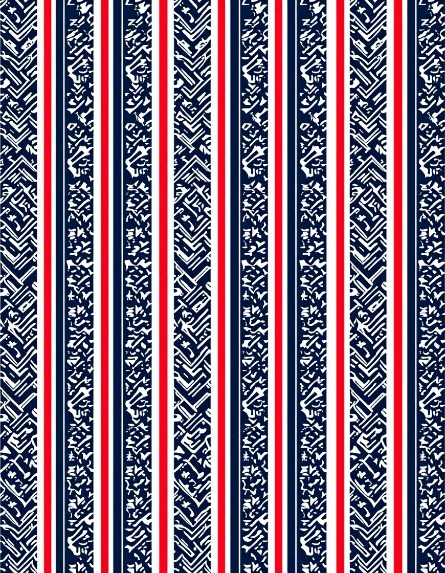 Red White Navy Abstract Stripe Rug