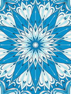 Radial Blue Petal Symmetry Rug