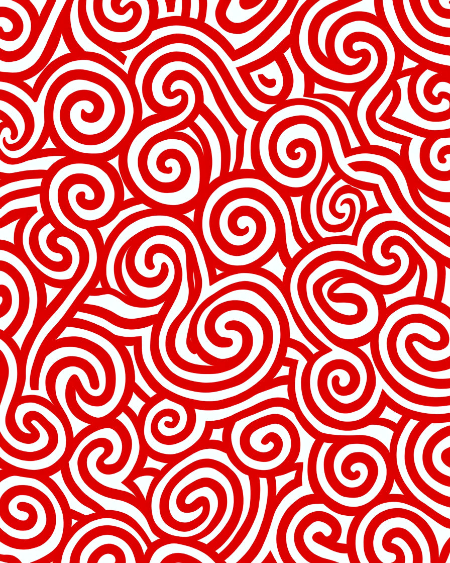 Bold Red Swirl Curlicue Rug