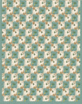 Retro Teal Abstract Floral Repeating Rug