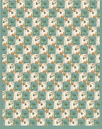 Retro Teal Abstract Floral Repeating Rug