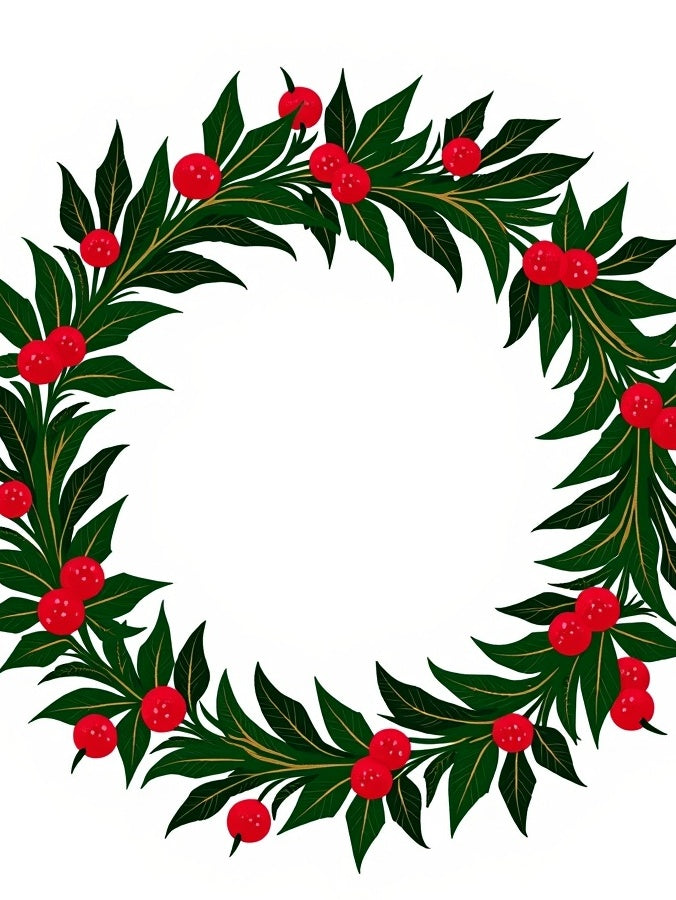 Festive Holly Berry Wreath Garland Rug