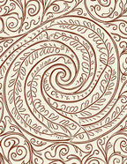 Sepia Swirl Floral Vine Abstraction Rug