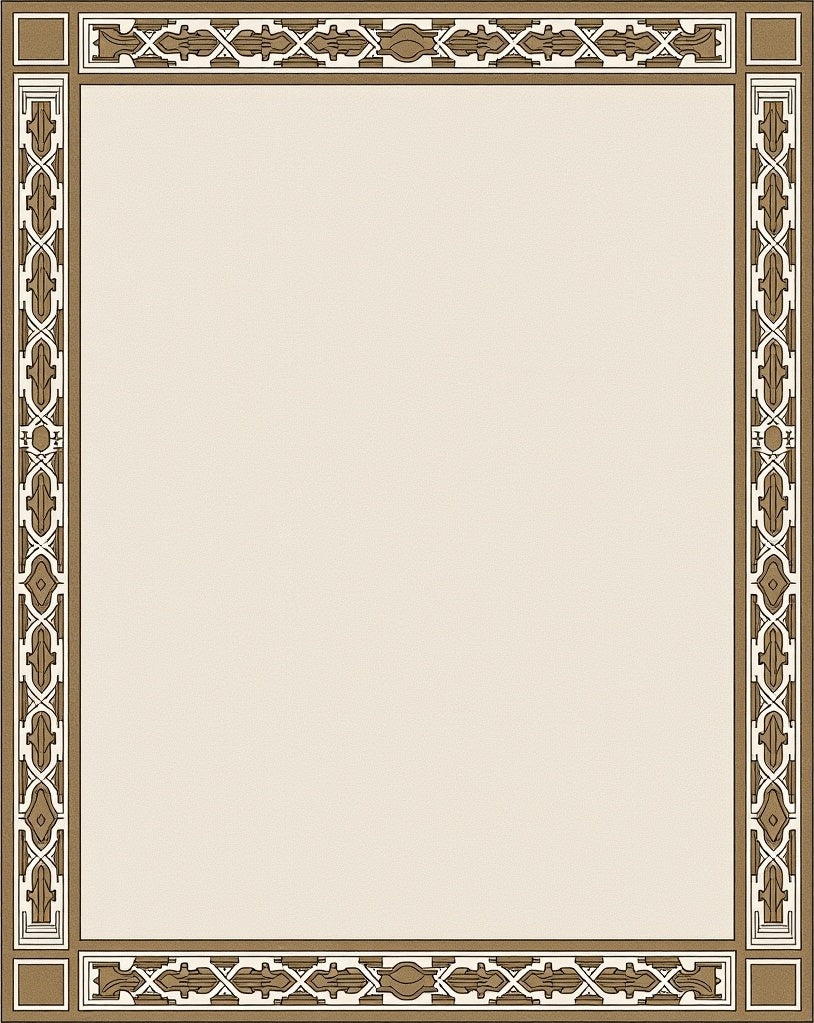 Elegant Bronze Geometric Border Rug