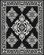 Elegant Black White Damask Medallion Rug