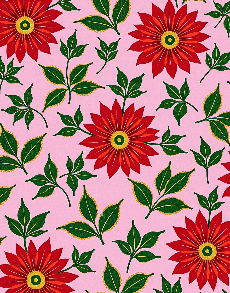 Vibrant Red Floral Garden Arrangement Rug