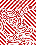 Bold Red Swirl Stripe Abstract Rug