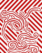 Bold Red Swirl Stripe Abstract Rug