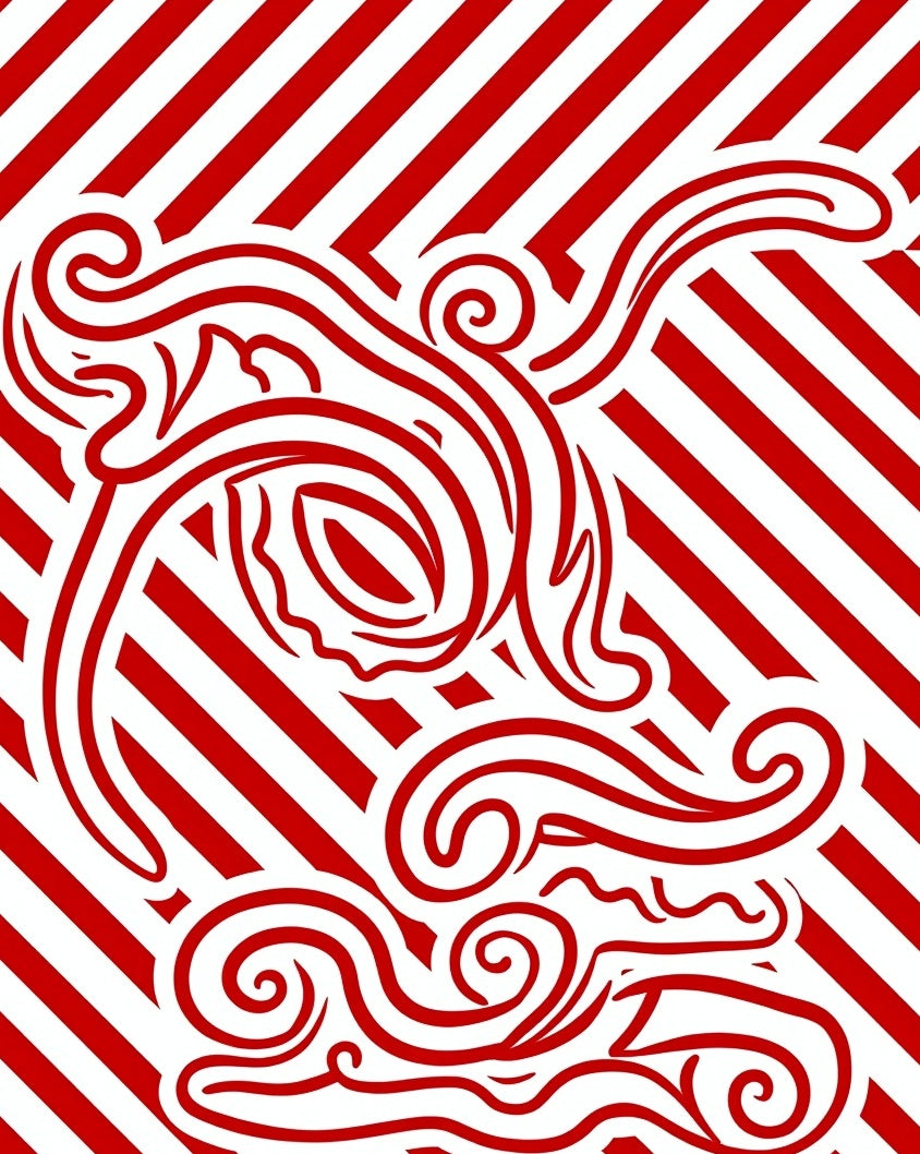 Bold Red Swirl Stripe Abstract Rug