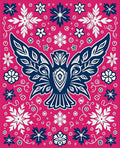 Vibrant Pink Abstract Bird Floral Rug