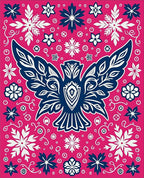Vibrant Pink Abstract Bird Floral Rug