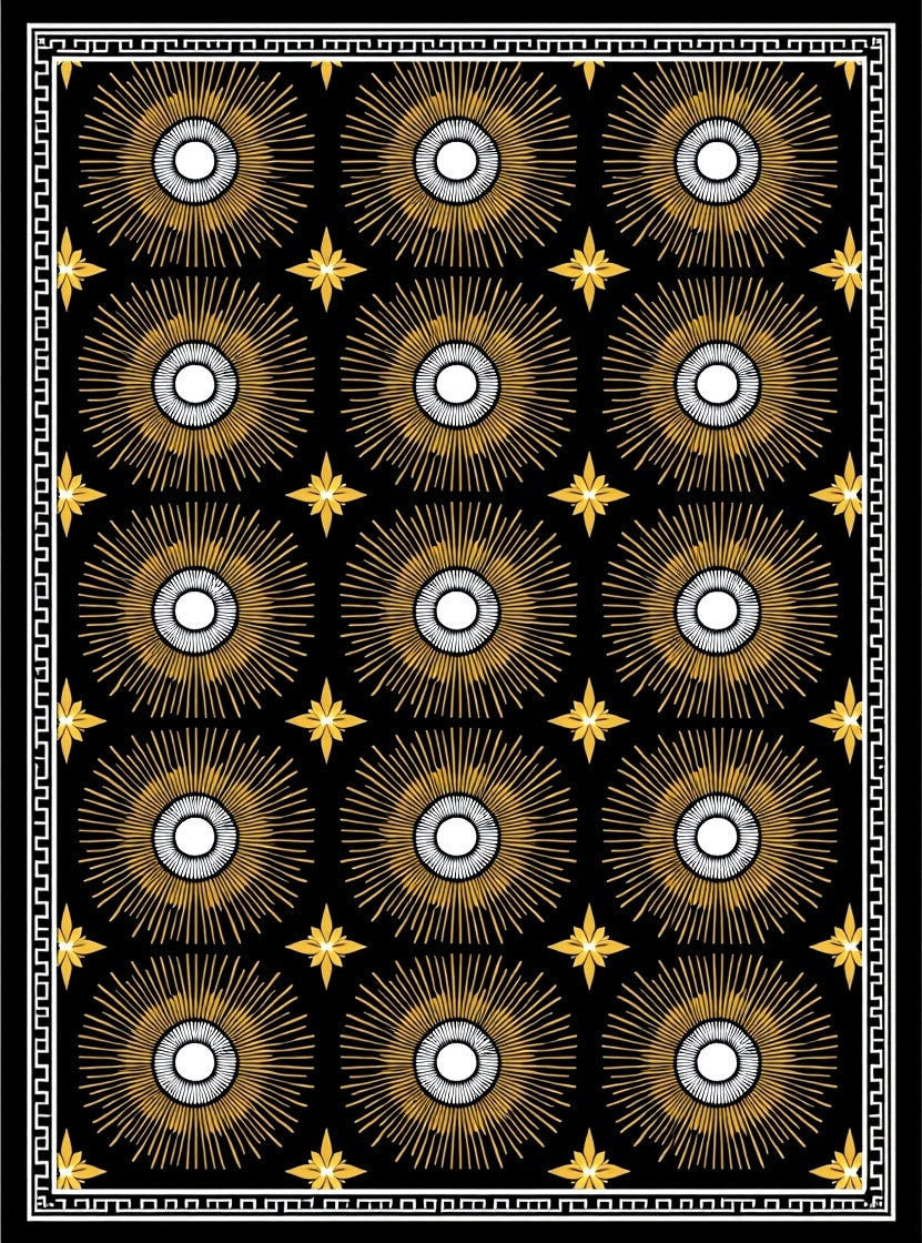 Radiant Sunburst Geometric Gold Rug