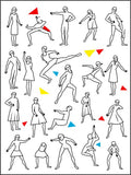 Dynamic Line Figures Red Blue Yellow Triangles Rug
