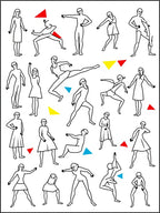 Dynamic Line Figures Red Blue Yellow Triangles Rug