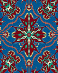 Lush Crimson Blue Floral Medallion Rug