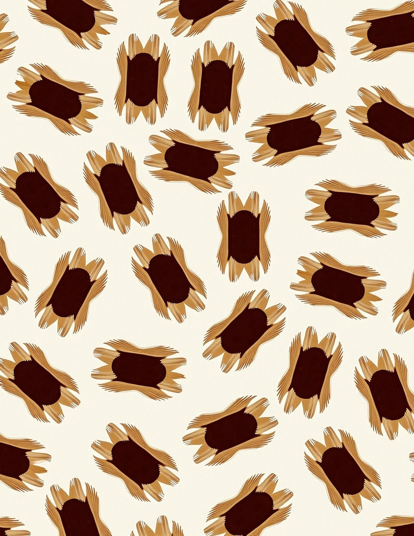 Brown Tan Abstract Sunburst Collage Rug