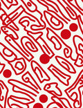Crimson White Abstract Curvy Line Rug
