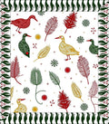 Whimsical Red Green Yellow Duck Feathers Rug