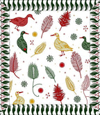 Whimsical Red Green Yellow Duck Feathers Rug