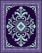 Regal Lilac and Teal Scroll Medallion Rug