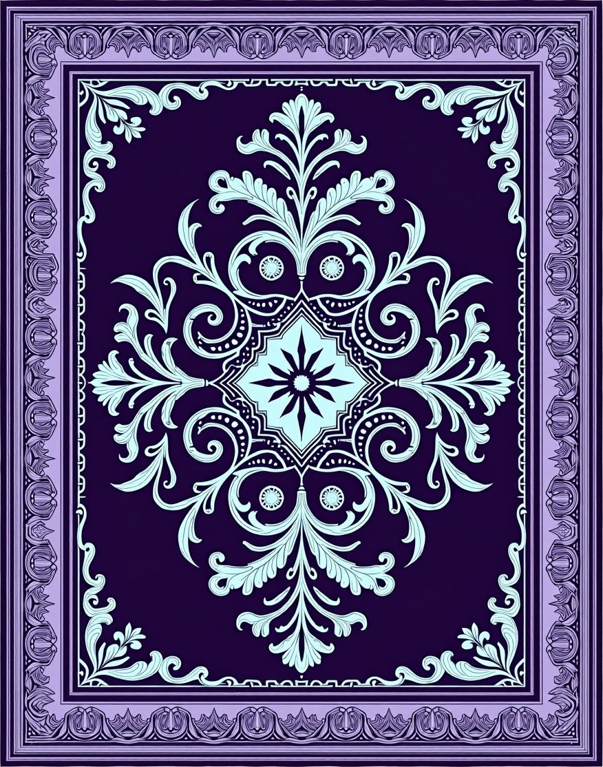 Regal Lilac and Teal Scroll Medallion Rug