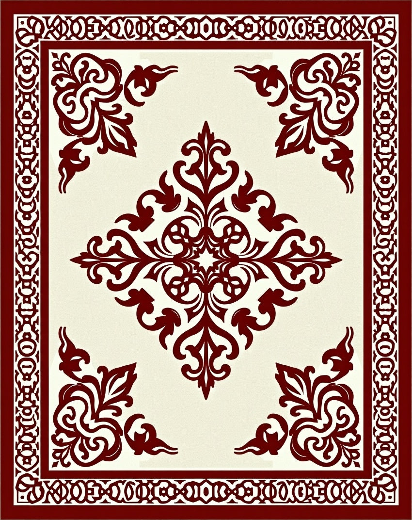 Crimson Flourish Central Medallion Rug