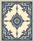 Classic Navy Ivory Floral Medallion Rug