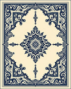 Classic Navy Ivory Floral Medallion Rug