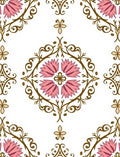Pink Floral Scrollwork Medallion Rug