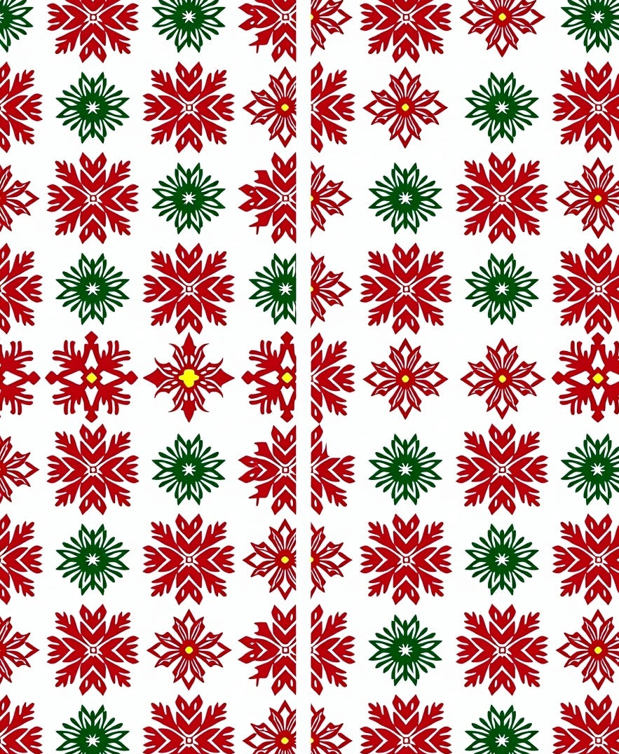 Red Green Snowflake Holiday Art Rug