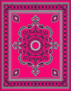 Radiant Pink Rococo Scrollwork Rug