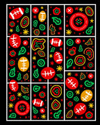 Bold Red Football Abstract Shapes Rug
