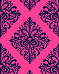 Bright Pink Navy Damask Flourish Rug